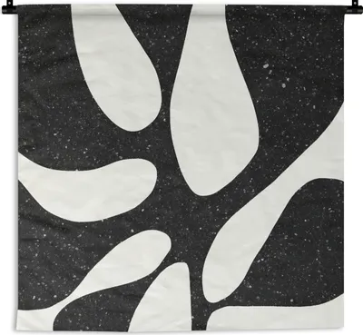 Produktbild von MuchoWow® Wandteppich Wandbehang Pflanze - Schwarz - Minimalismus 90x90 cm Tapisserie Dekoration Wandtuch - Wandaufhänger