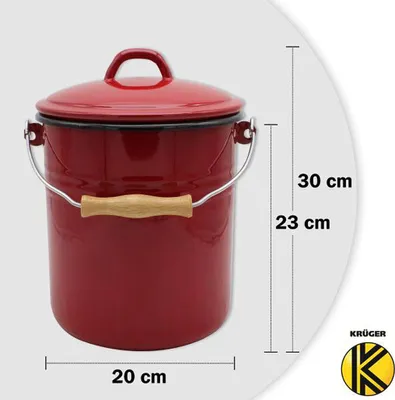 Immagine prodotto di KARL KRÜGER Cestino per rifiuti con coperchio smaltato 5l rosso
