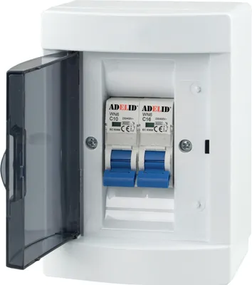 Produktbild von Sicherungskasten Leitungsschutzschalter Stromverteiler Komplett mit "C" LS Schalter 2 Module