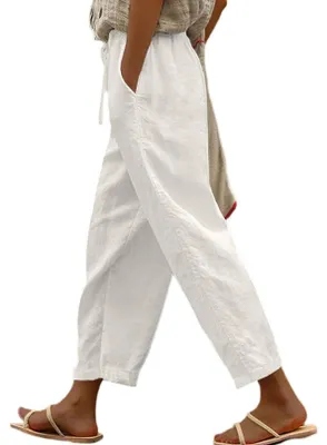 Produktbild von Solidchoice – Sommerliche 7/8-Hose aus Baumwolle und Leinen für Damen