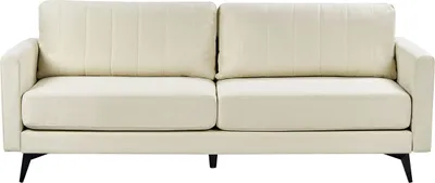 Produktbild von BELIANI 3-Sitzer Sofa Hellbeige Stoffbezug mit Schmalen Hohen Armlehnen Lose Rücken- und Sitzkissen Freistehend Modern Wohnzimmer Polstersofa Stoffsofa