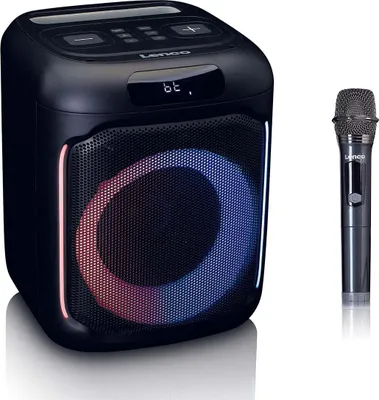 Produktbild von Lenco PA-101BK - Bluetooth® Party-Lautsprecher mit LED-Lichteffekten - 100W RMS, USB, 14 Stunden Batterielaufzeit - Schwarz