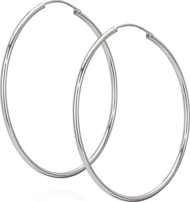 Produktbild von Paar 925 Sterling Silber Creole Ohrringe Ohrschmuck Ohrhänger 50mm 7406
