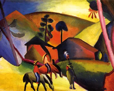 Obrázok produktu pre August Macke Art Print Obraz - Indiáni na koňoch, 1911 (40 x 50 cm)