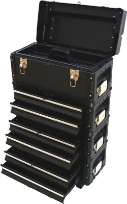 Produktbild von ASS Metall Werkzeugtrolley Werkstattwagen XXL Type: B3-B BLACK EDITION schwarz mit Schubladenverriegelung und Schloss
