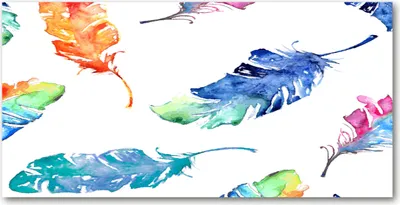 Produktbild von Tulup® Glas-Bild - 100x50 -Wandkunst - Wandbild hinter gehärtetem Sicherheitsglas  - Kunst: modern & klassisch - Bunte Federn - Mehrfarbig