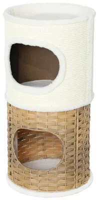 Produktbild von PawHut Kratztonne 80 cm Hoch Ø 40 cm dreistöckige Katzentonne mit Plüschrand