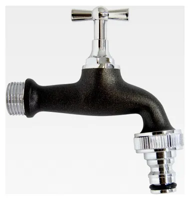 Produktbild von Verstellbare Gartenarmatur 1/2" schwarz mit automatischer Steckdose für Schlauch