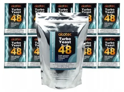 Produktbild von Alcotec 48 Pure Turbohefe 1,35 kg, Profi Turbo Yeast Set für schnelle Fermentation, 10 x 135 g
