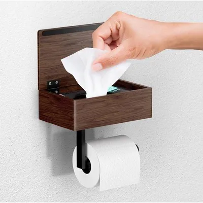 Produktbild von Holz-Toilettenpapierhalter mit Aufbewahrungsbox und Deckel