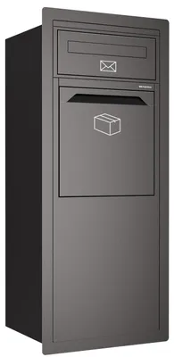 Produktbild von Einbaupaketbriefkasten Sanello in Schwarz | rückseitige Entnahme