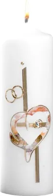 Produktbild von Hochzeitskerze "Herz mit Strass-Stein" 220 x Ø 70 mm mit Namensverzierung