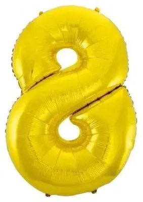 Immagine prodotto di Palloncino in foil B&C con il numero 8 dorato, 92 cm - Godan