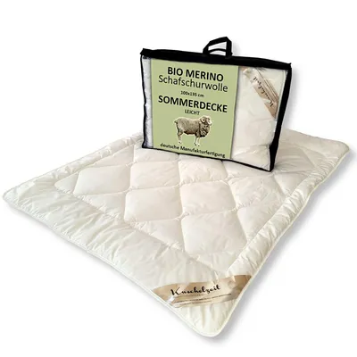 Produktbild von Bio Merino Schafschurwolle Sommer Kinderdecke Kuschelzeit 100x135 cm kbA und kbT