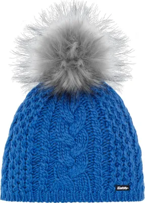 Produktbild von EISBÄR Afra Lux Grob-Strick Damen Bommel Mütze mit Merino Wolle blau