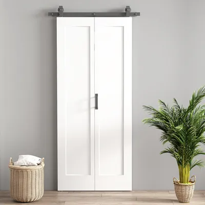 Imagen del producto de Puerta Plegable Corredera con Herrajes Acabado Personalizable Tirador Fácil Montaje 90x210 cm Blanco