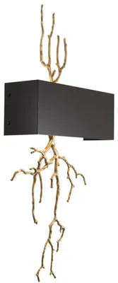 Image de Casa Padrino Applique de luxe en laiton avec abat-jour en métal Laiton antique / noir 40,5 x 12,5 x H. 84 cm - Meubles de Luxe