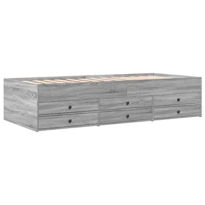 Image de Lit de jour avec tiroirs sans matelas sonoma gris 75x190 cm