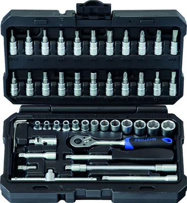 Produktbild von Projahn 1/4 Steckschlüssel Satz 46-tlg. proficraft, 48 Zahn Knarre