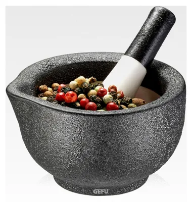 Produktbild von Mörser GRINO – Mörser mit Stößel aus Porzellan, Gussoptik, Gewürzmörser für Gewürze und Pesto, Durchmesser 7,7 cm