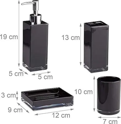 Produktbild von Famanu Badezimmeraccessoires Set 4-teilig - Kunststoff - Schwarz
