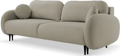 Produktbild von Selsey Sofa Bafra 3-Sitzer mit Schlaffunktion und Bettkasten, Easy-Clean Samtbezug Beige