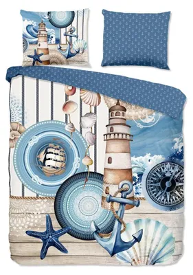 Productafbeelding van HIP Dekbedovertrek "Aldiana" - Blauw - (240x220 cm) - 100% Katoen