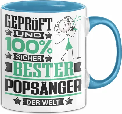 Produktbild von Popsänger Geschenk Lustiger Spruch für Popsänger Geschenkidee Bester Popsänger Der Welt (Blau)