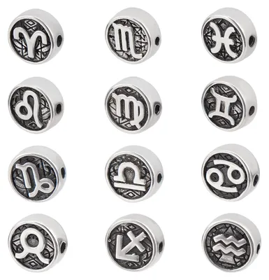 Produktbild von Spacer-Perlen - Edelstahl Sternzeichen - Für Schmuckherstellung - 12 Stück - Dekorative Perlen - Geeignet für Armbänder und Ketten