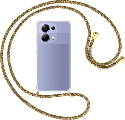 Produktbild von Handykette Backcover-Schutzhülle mit Band (Metall goldfarben) für Xiaomi Redmi Note 13 4G - braun+beige