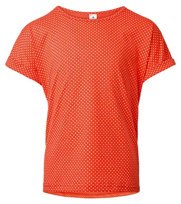 Image de T-shirt Merry Style pour filles, en coton doux – Vêtement confortable pour filles (corail blanc à pois, taille 140) MS-468