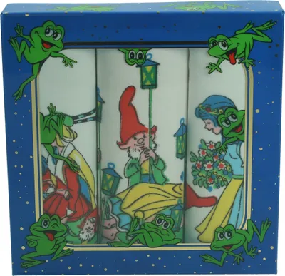 Produktbild von Betz 3 Stück Kindertaschentücher in der Geschenkbox ca. 25x25 cm 100% Baumwolle Märchen Motive Design 3 Farbe: blau