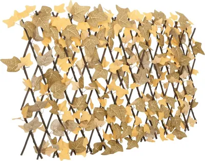Imagen del producto de vidaXL Rejilla decorativa con hojas de arce artificiales, 5 unidades, color naranja, 180x60 cm