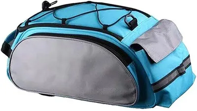 Image de Sacoche de vélo imperméable en PVC pour vélos électriques équipés d'un porte-bagages, idéale pour les excursions d'une journée et les courses (bleu).