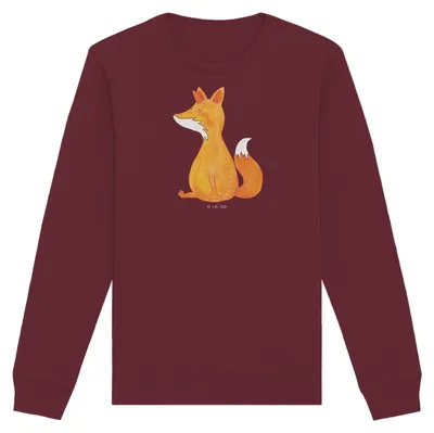 Produktbild von Mr. & Mrs. Panda Bio Baumwoll Pullover Einhorn Fuchs Größe L - Burgundy - Geschenk, Füchse, Sweatshirt, Eco, Pulli, Fuchshörnchen, Unicorn, Einhörner, Sweater, Unicorns