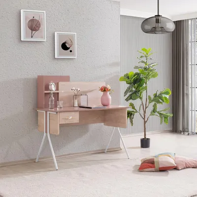 Produktbild von Skye Decor, Schreibtisch (3 Teile) - Saphir Eiche, 130x120x60 cm, 100% Melamin