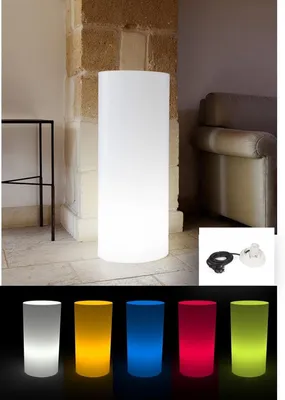 Productafbeelding van Cilindrische Zuil - Bloempot Standaard - Decoratieve Verlichting - Vochtbestendig - 90 cm Hoog - Wit