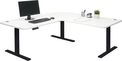Produktbild von Eck-Schreibtisch MCW-D40, Bürotisch Computertisch elektrisch höhenverstellbar 178x178cm 84kg MVG  weiß, schwarz
