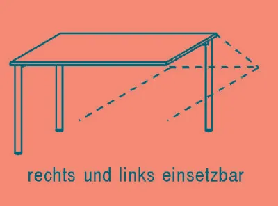 Produktbild von Verkettungstisch, BxTxH 800x800x680-800 mm, höhenverstellbar, Platte weiß, Rundrohrgestell silber