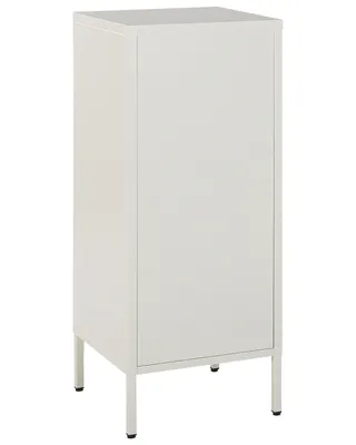 Produktbild von BELIANI Hoher Aktenschrank Weiß Stahl 40x40x102 cm mit 2 Türen 4 Ablagefächern 2 Griffen Büro Wohnzimmer Schlafzimmer Bad Flur Diele