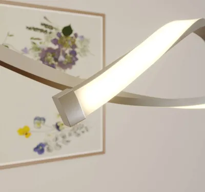 Produktbild von Lindby LED-Hängelampe Auron, nickelfarben, Metall, dimmbar