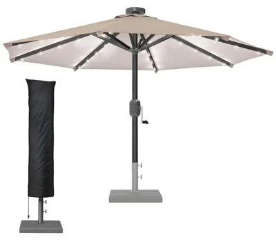 Produktbild von SUN MARINO | Sonnenschirm | Rund | Ø 300 cm | Taupe | LED | +Hülle | Sonnenschirm, Gartenschirm, Ampelschirm, Balkonschirm
