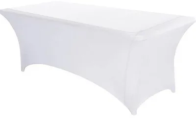 Produktbild von Rechteckiges Tischdeckenstück – 183 x 76 x 76 cm – Elastisch, Waschbar und Kreuzfaltfrei – Weiss – Ideal für Hochzeit, Empfang, Party & Veranstaltung