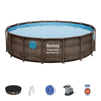 Produktbild von Bestway 56725, Gerahmter Pool, Leiter, Blau, Braun, 82,6 kg