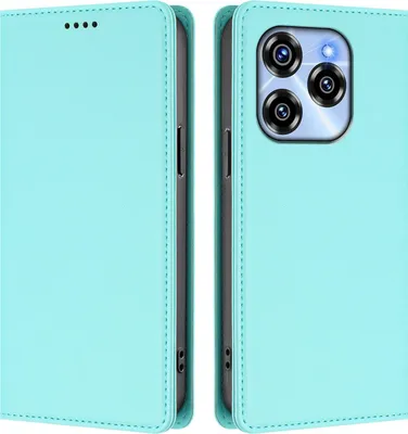 Produktbild von Handyhülle für Oukitel C50, Kunstleder Klapphülle Stoßfeste Magnetische Hülle mit Ständer Türkis