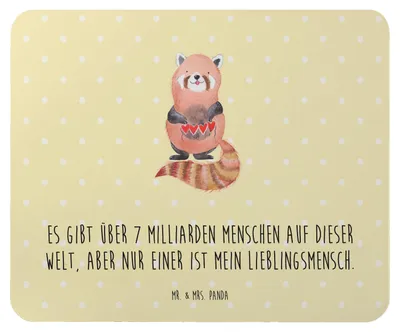 Produktbild von Mr. & Mrs. Panda Mousepad Roter Panda - Gelb Pastell - Geschenk, Liebe, Mouse Pad, Liebling, computer mauspad, mousematte, Herz, Lieblingsmensch, Lustige Sprüche, laptop