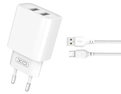 Zdjęcie produktu dla Xo Ładowarka Sieciowa Ce02C 2X Usb 2,1A Biała + Kabel Microusb