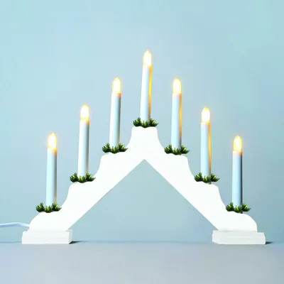 Image de Bougeoir de l'Avent Exihand LED 2262-210, blanc bois, 7x34/0,2 W KONST