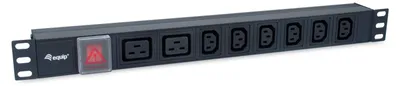 Obrázok produktu pre Equip 333316, 1U, Hliník, Čierna, 8 AC zásuvky/AC zásuviek, C13 zviazané, C19 zviazané, C20 zviazané