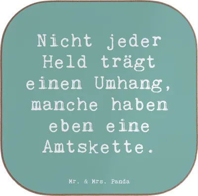 Produktbild von Mr. & Mrs. Panda Tischschoner Spruch Bürgermeister Held - Meeresbrise - Geschenk, Geschenke für Berufstätige, gläseruntersetzer, Gemeinde, Untersetzer Gläser, mit Herz